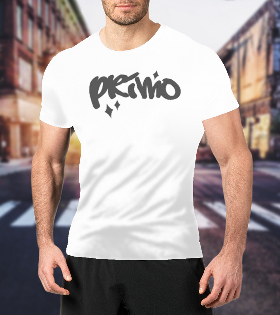 Primo Puff Print Stylish Text With Star Accents T-Shirt