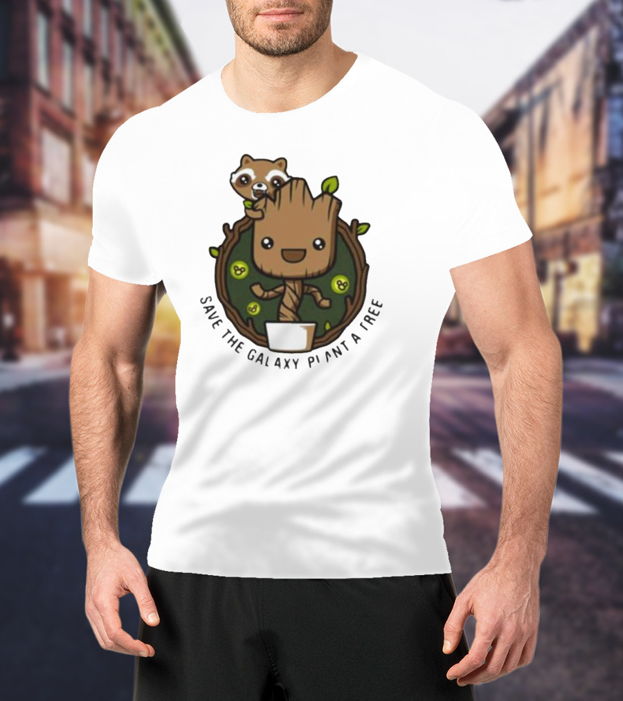 Save The Galaxy Plant A Tree Chibi Guardians Of The Galaxy T-Shirt