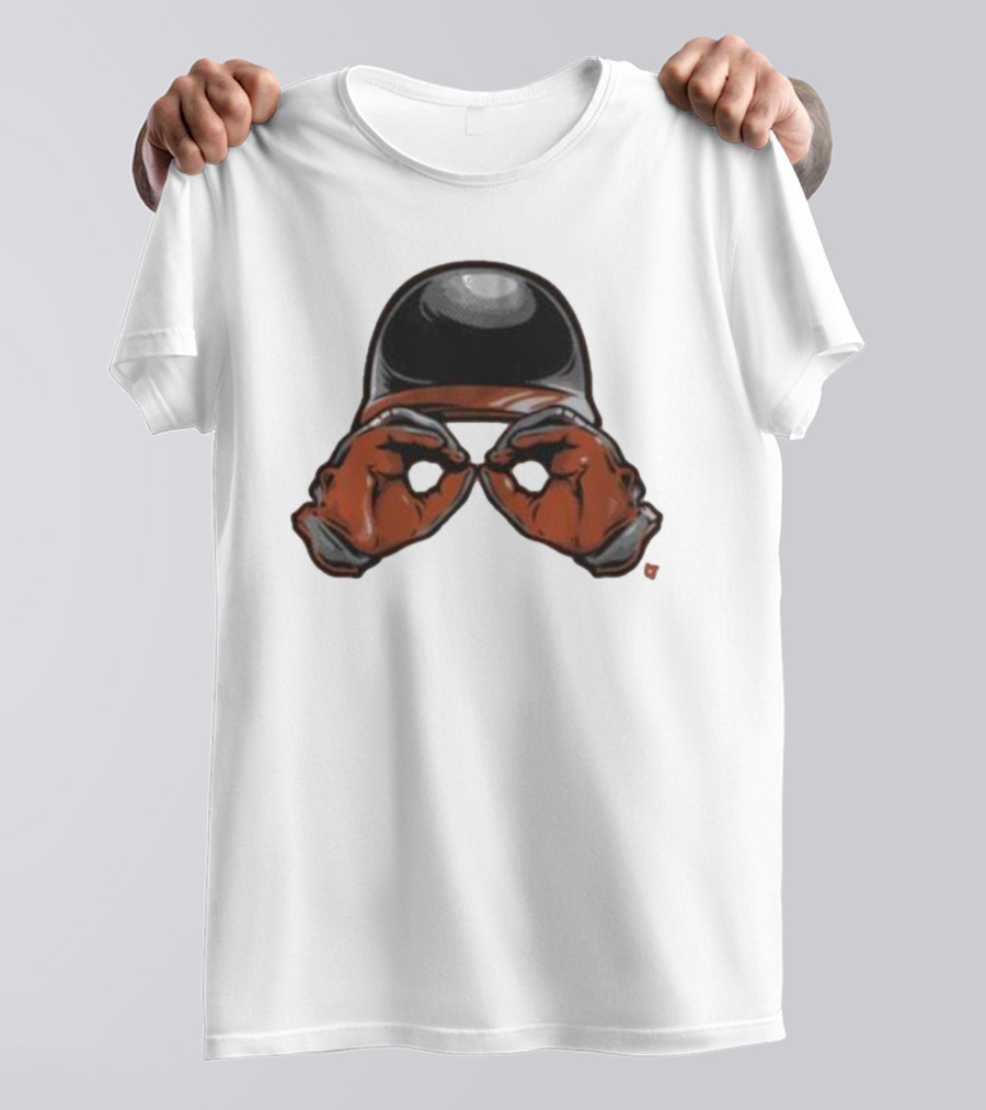Baltimore Orioles Helmet And Gloves Holding Binoculars T-Shirt
