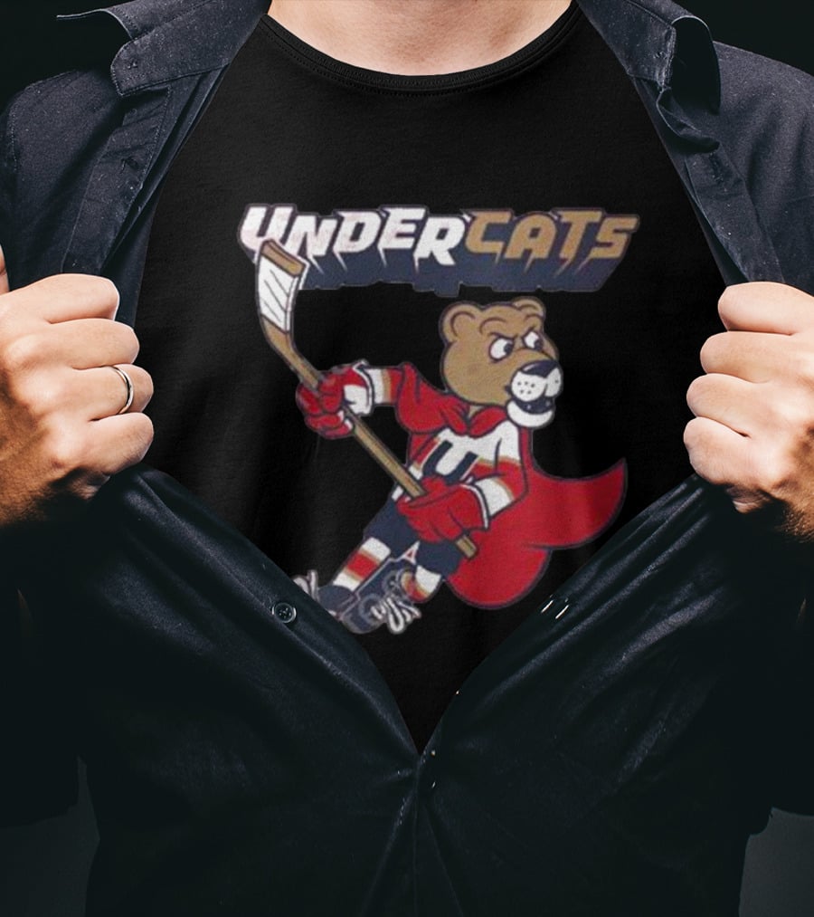 Undercats Bear Hockey Player With Cape T-Shirt