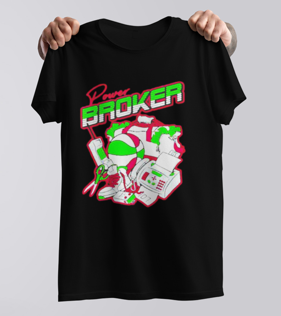 Power Broker Retro Tech And Sports Collage T-Shirt