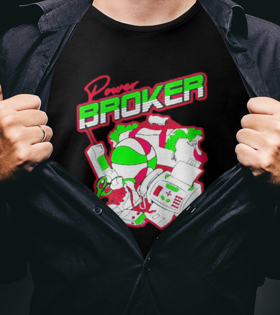 Power Broker Retro Tech And Sports Collage T-Shirt