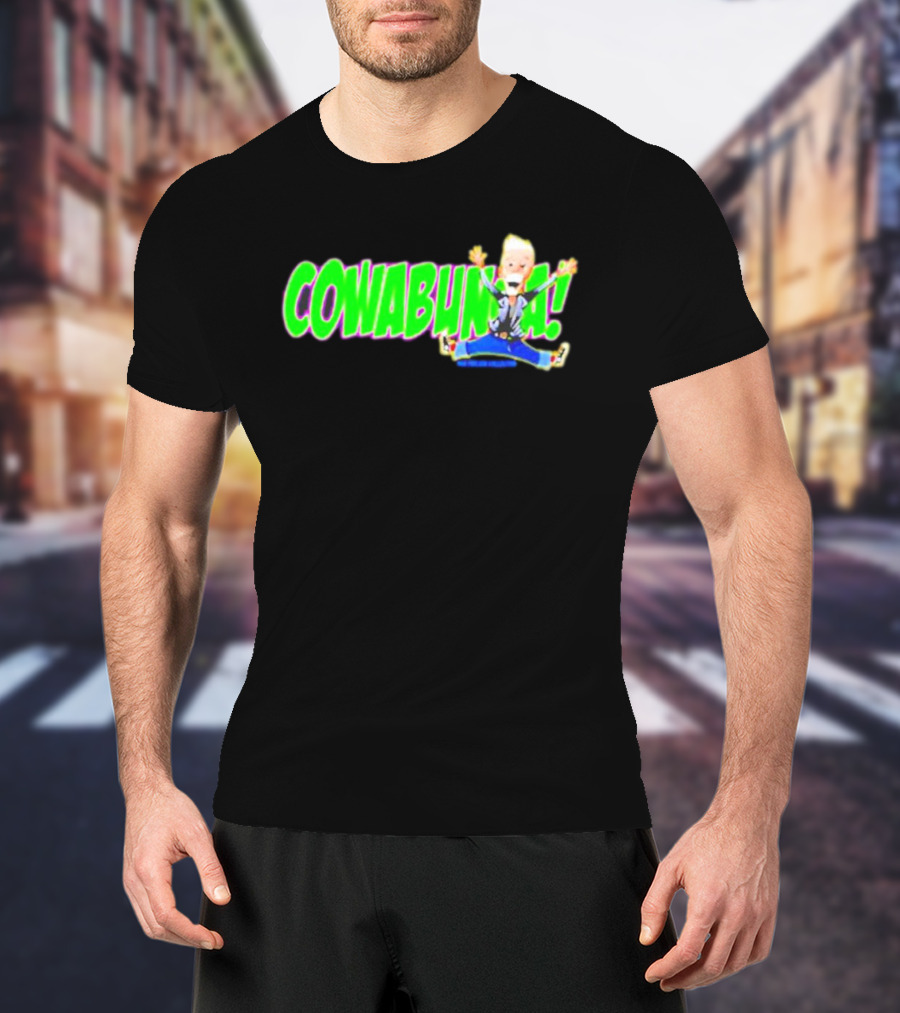 Rob Paulsen Cowabunga Cartoon Character Jumping Enthusiastically T-Shirt