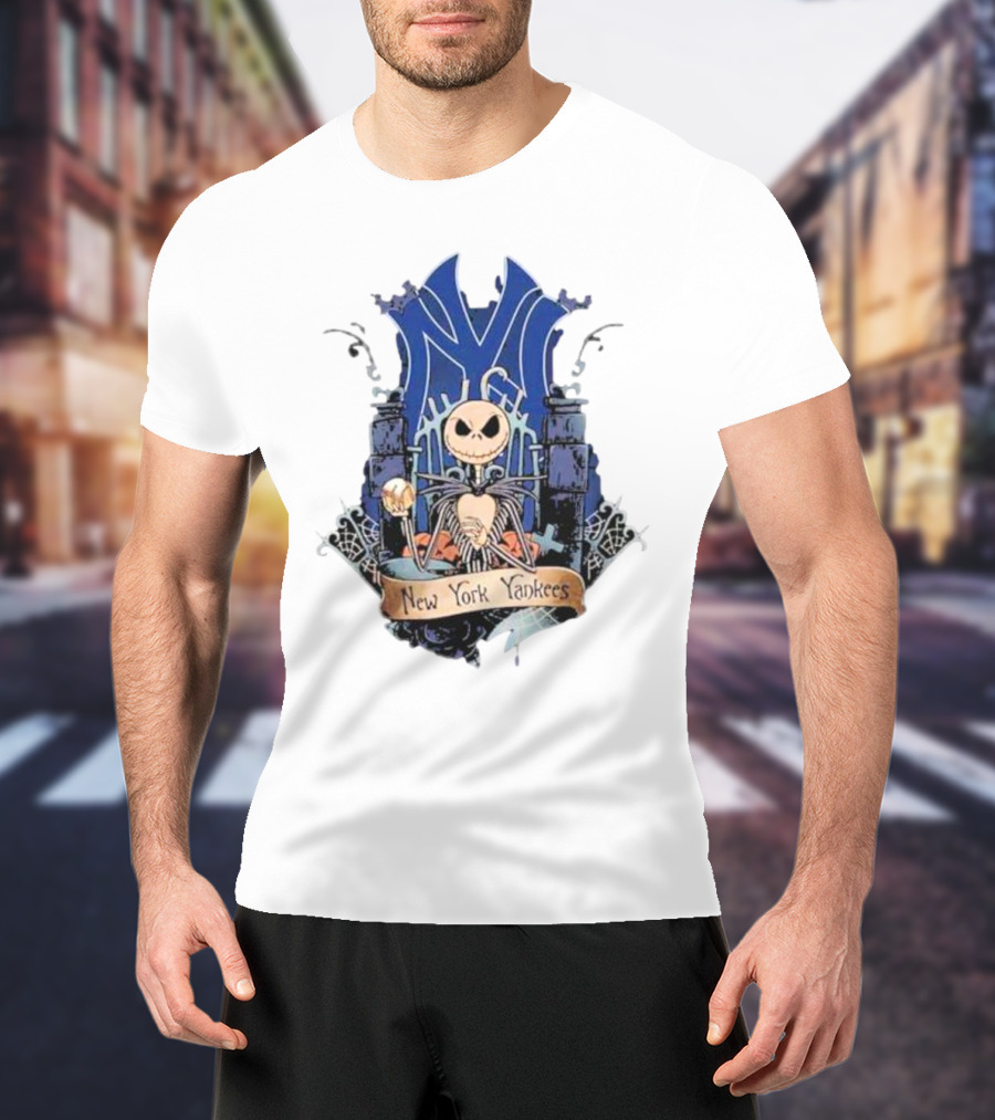 New York Yankees Jack Skellington MLB Halloween Baseball T-Shirt