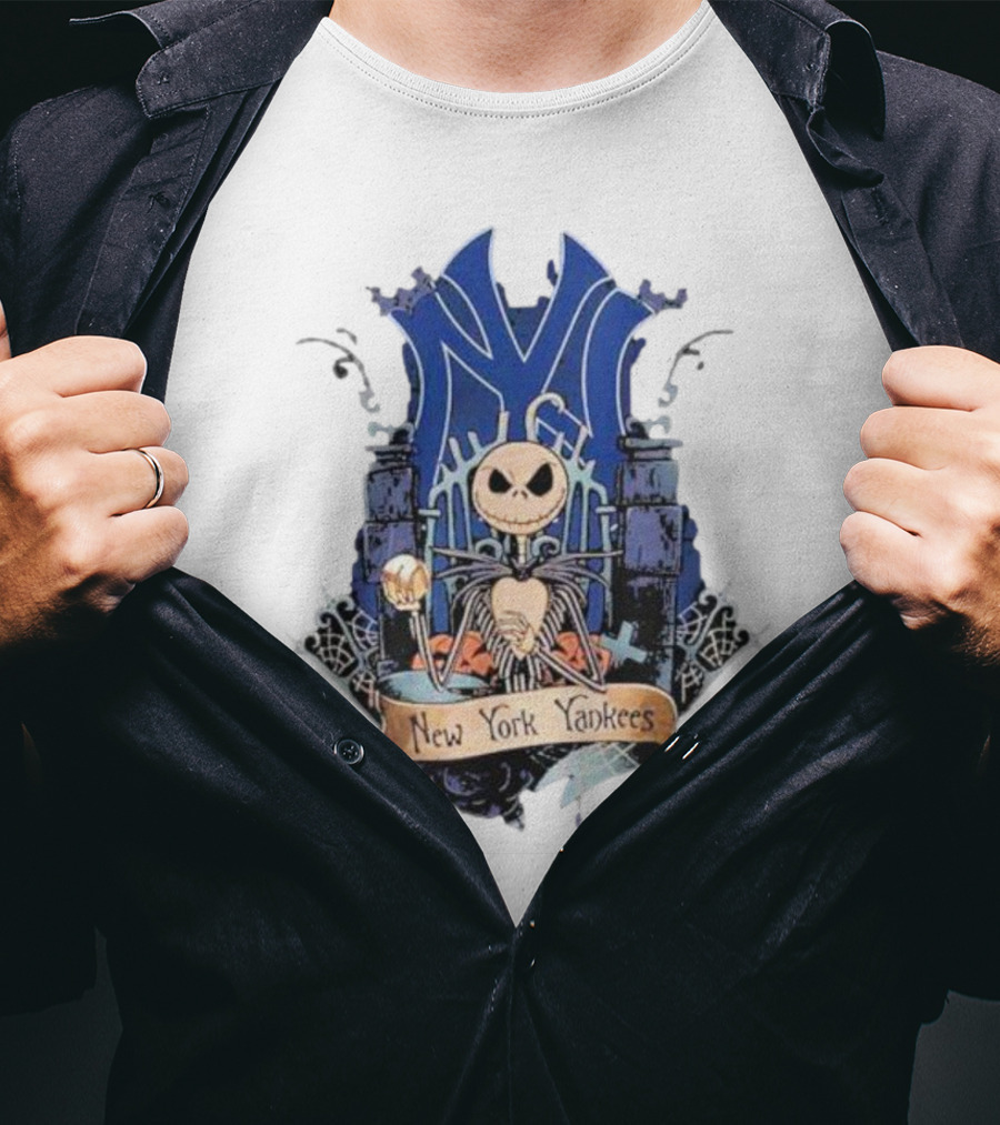 New York Yankees Jack Skellington MLB Halloween Baseball T-Shirt