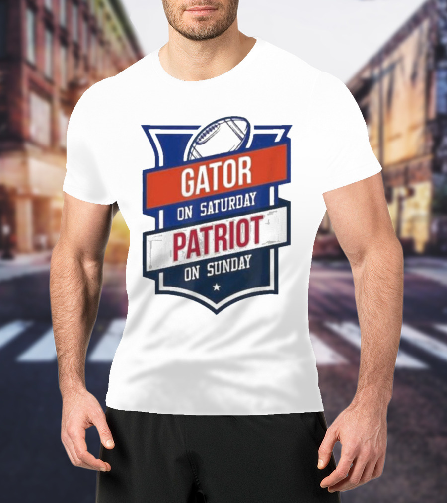 Gator On Saturday Patriot On Sunday Football Badge T-Shirt