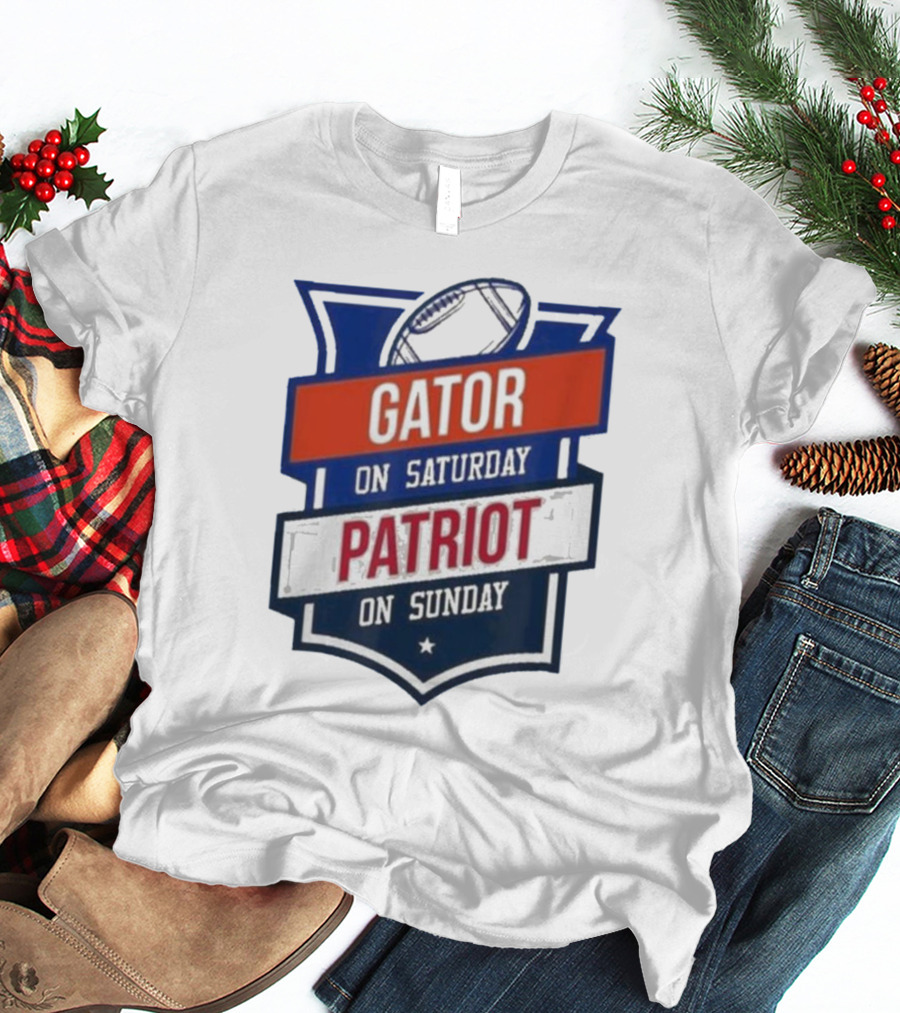 Gator On Saturday Patriot On Sunday Football Badge T-Shirt