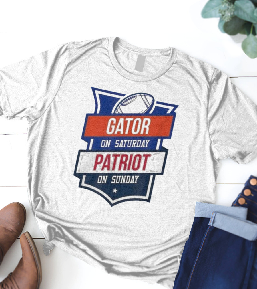 Gator On Saturday Patriot On Sunday Football Badge T-Shirt