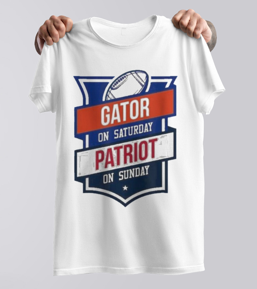 Gator On Saturday Patriot On Sunday Football Badge T-Shirt