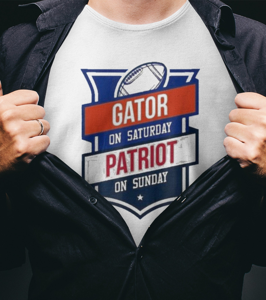 Gator On Saturday Patriot On Sunday Football Badge T-Shirt