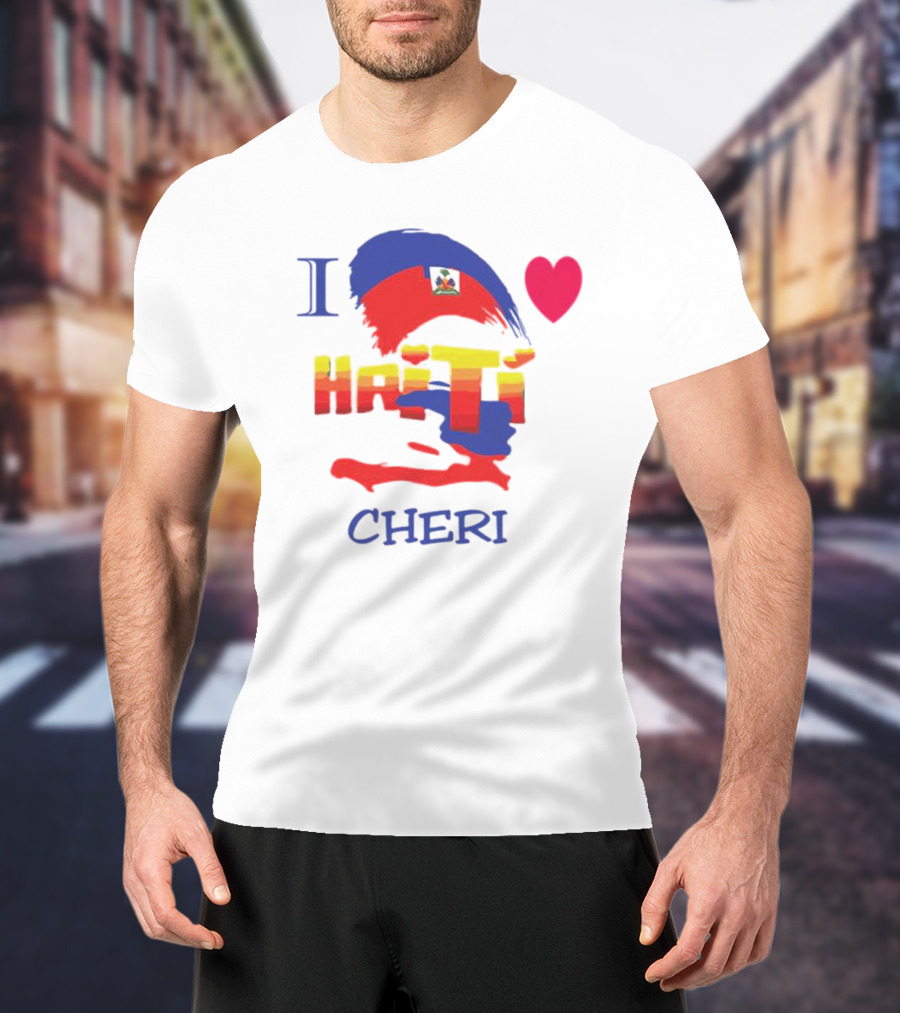 I Love Haiti Cheri Haitian Flag Heart T-Shirt