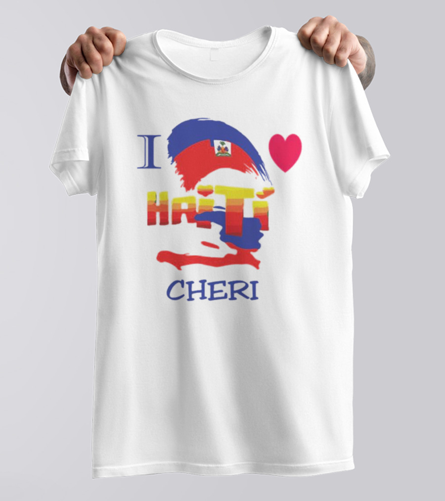 I Love Haiti Cheri Haitian Flag Heart T-Shirt