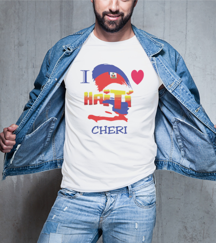 I Love Haiti Cheri Haitian Flag Heart T-Shirt