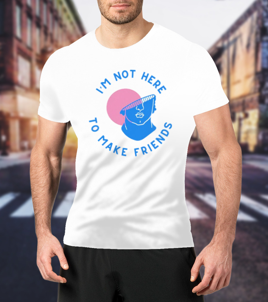 I’m Not Here To Make Friends Sam Smith Blue Pink Bust Sunglasses T-Shirt