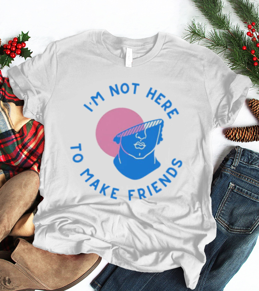 I’m Not Here To Make Friends Sam Smith Blue Pink Bust Sunglasses T-Shirt
