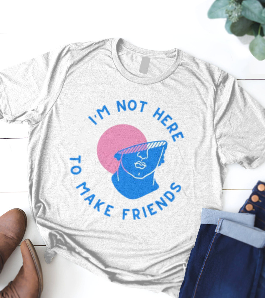 I’m Not Here To Make Friends Sam Smith Blue Pink Bust Sunglasses T-Shirt