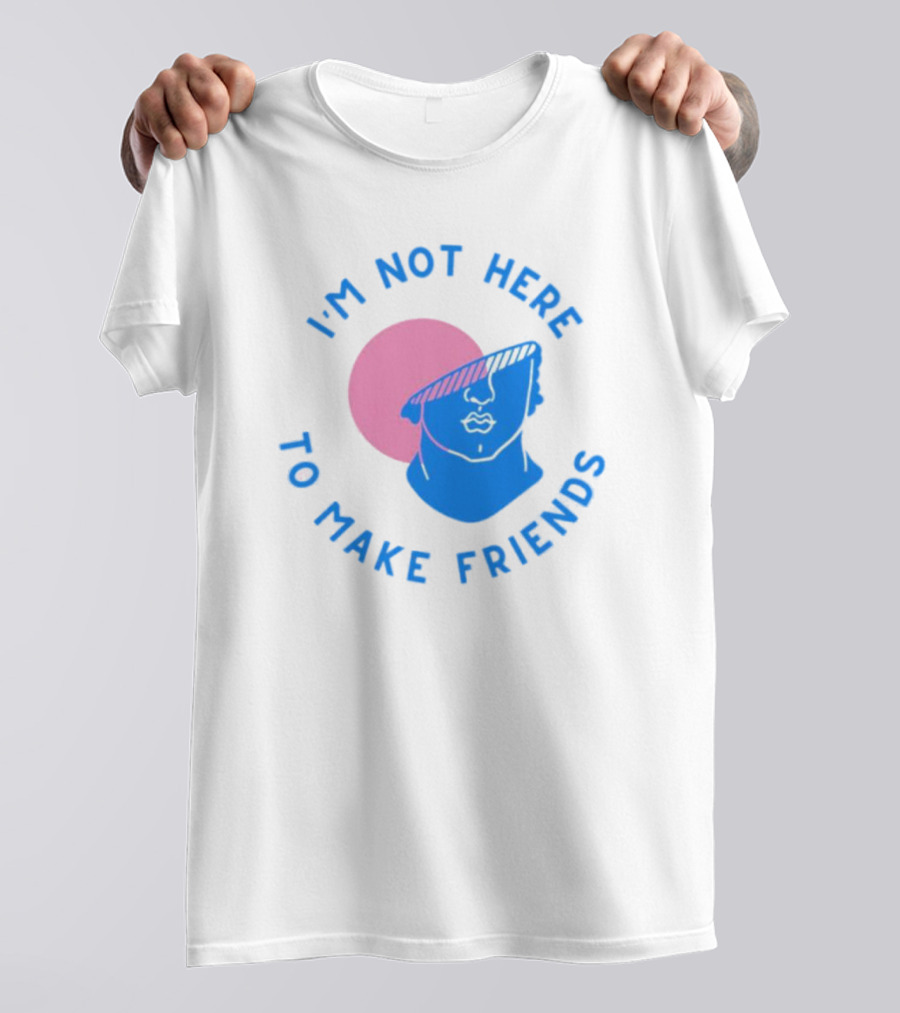 I’m Not Here To Make Friends Sam Smith Blue Pink Bust Sunglasses T-Shirt