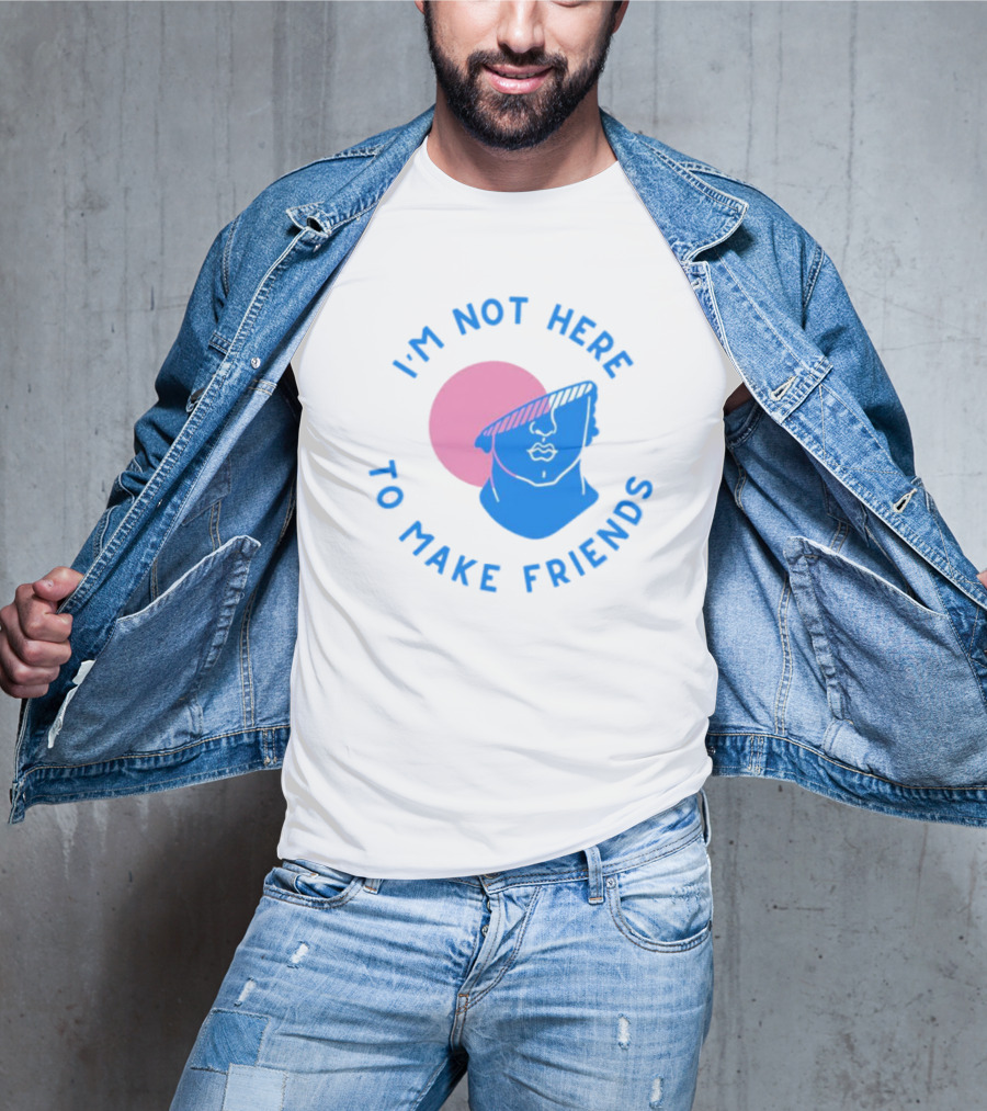 I’m Not Here To Make Friends Sam Smith Blue Pink Bust Sunglasses T-Shirt