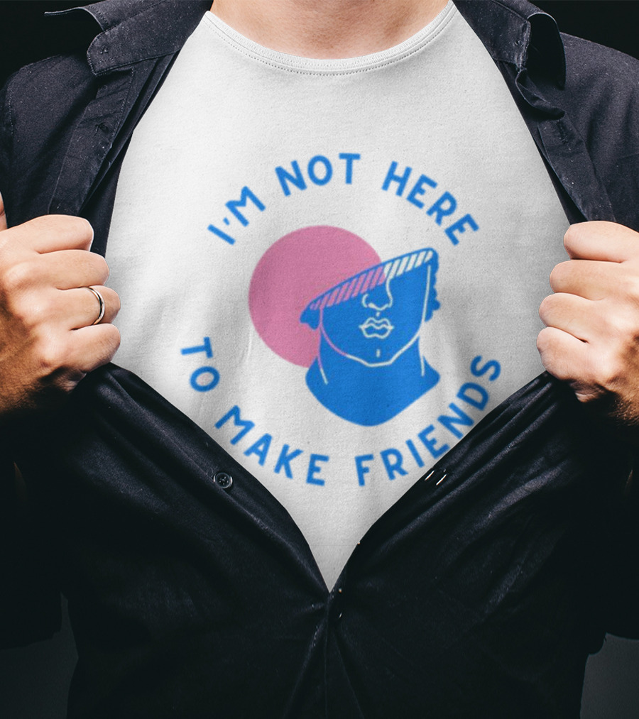 I’m Not Here To Make Friends Sam Smith Blue Pink Bust Sunglasses T-Shirt