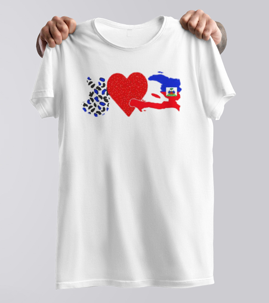 Peace Love Haiti Flag Haitian Heritage Pride T-Shirt