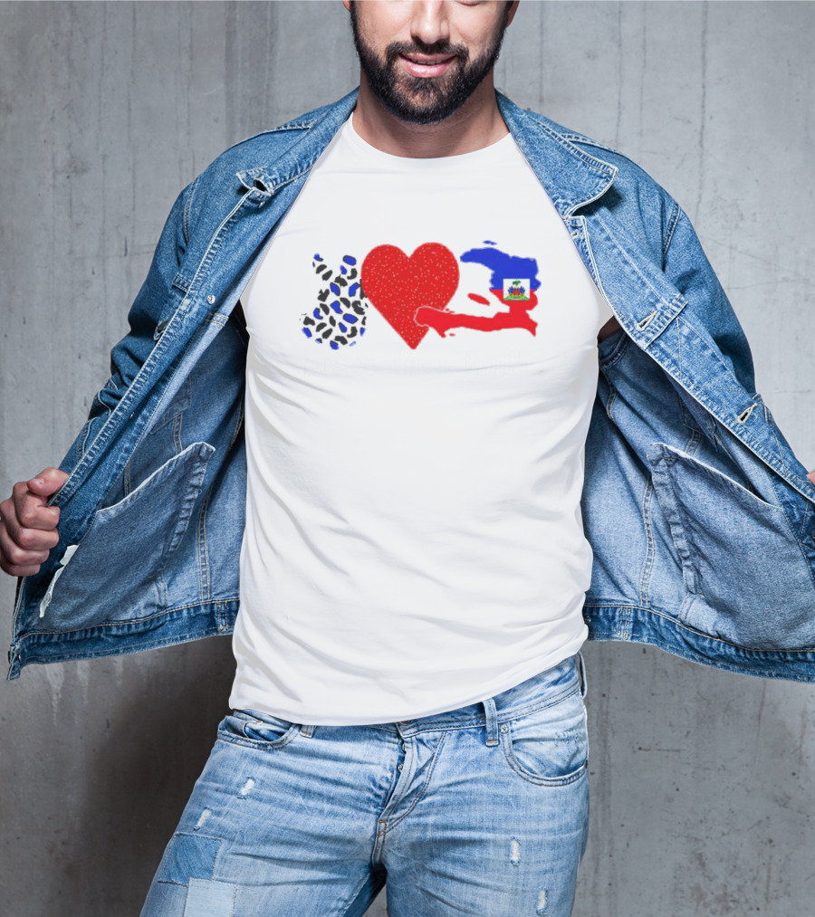 Peace Love Haiti Flag Haitian Heritage Pride T-Shirt