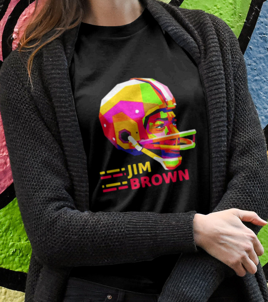 Jim Brown Vibrant Helmet Portrait Pop T-Shirt