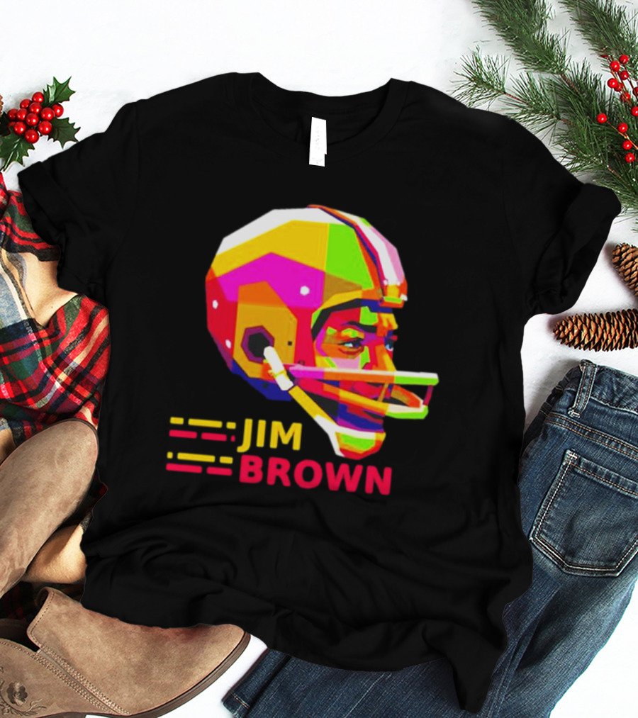 Jim Brown Vibrant Helmet Portrait Pop T-Shirt