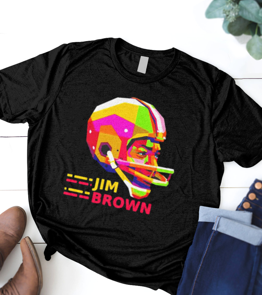 Jim Brown Vibrant Helmet Portrait Pop T-Shirt