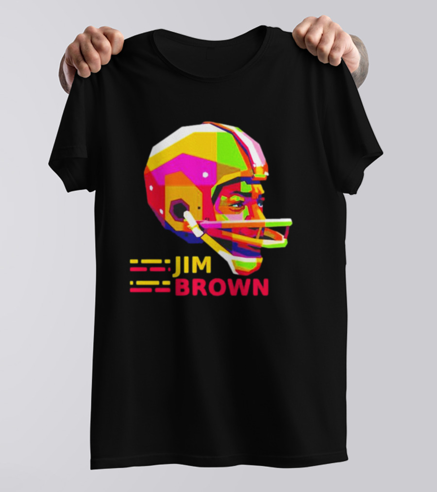 Jim Brown Vibrant Helmet Portrait Pop T-Shirt