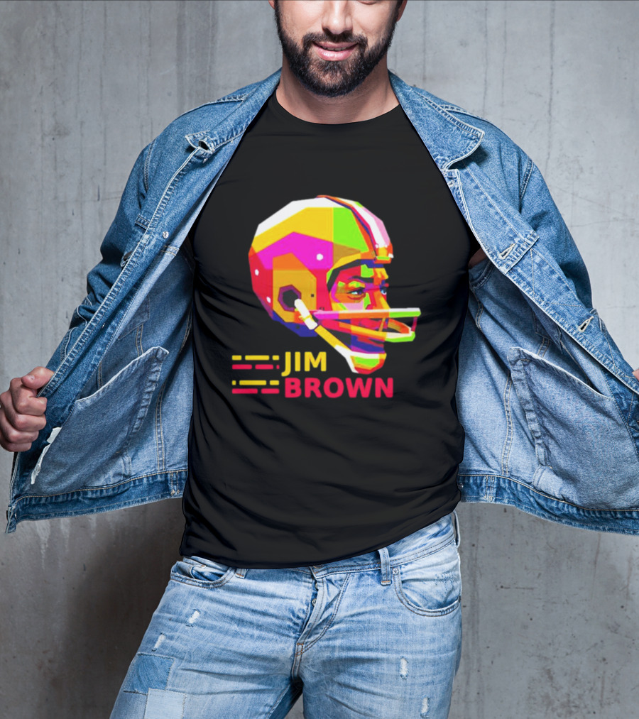 Jim Brown Vibrant Helmet Portrait Pop T-Shirt