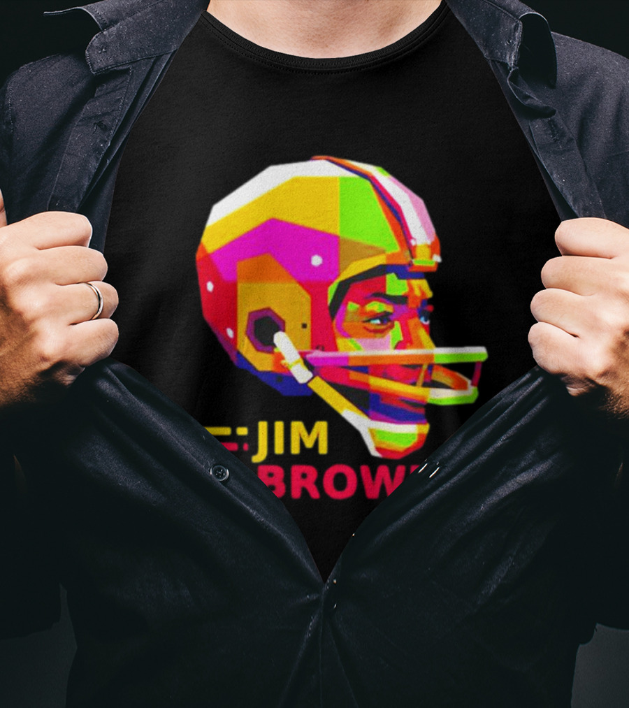 Jim Brown Vibrant Helmet Portrait Pop T-Shirt