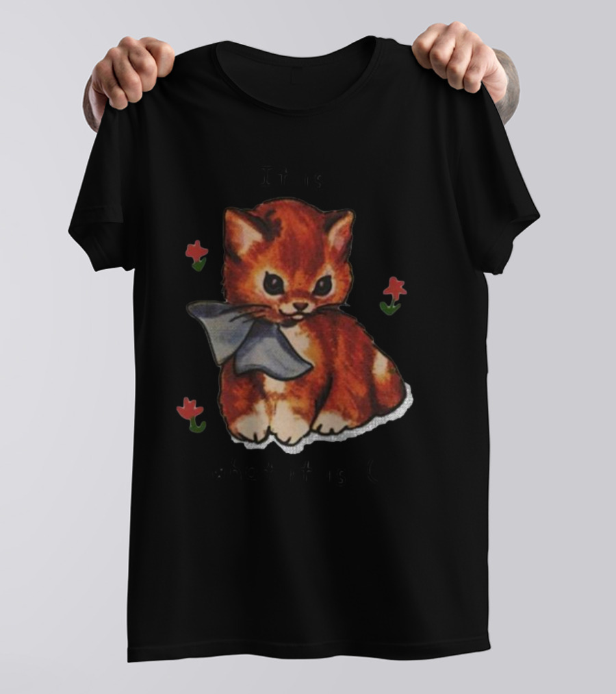 It Is What It Is Cat Sad Face With Flowers And Bow T-Shirt