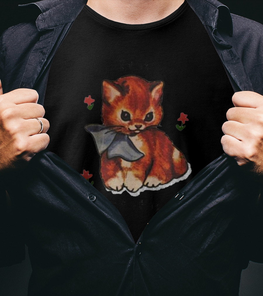 It Is What It Is Cat Sad Face With Flowers And Bow T-Shirt