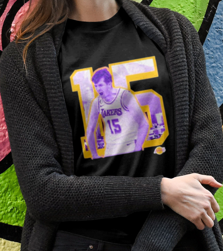 Los Angeles Lakers Austin Reaves 15 Skyline Background T-Shirt
