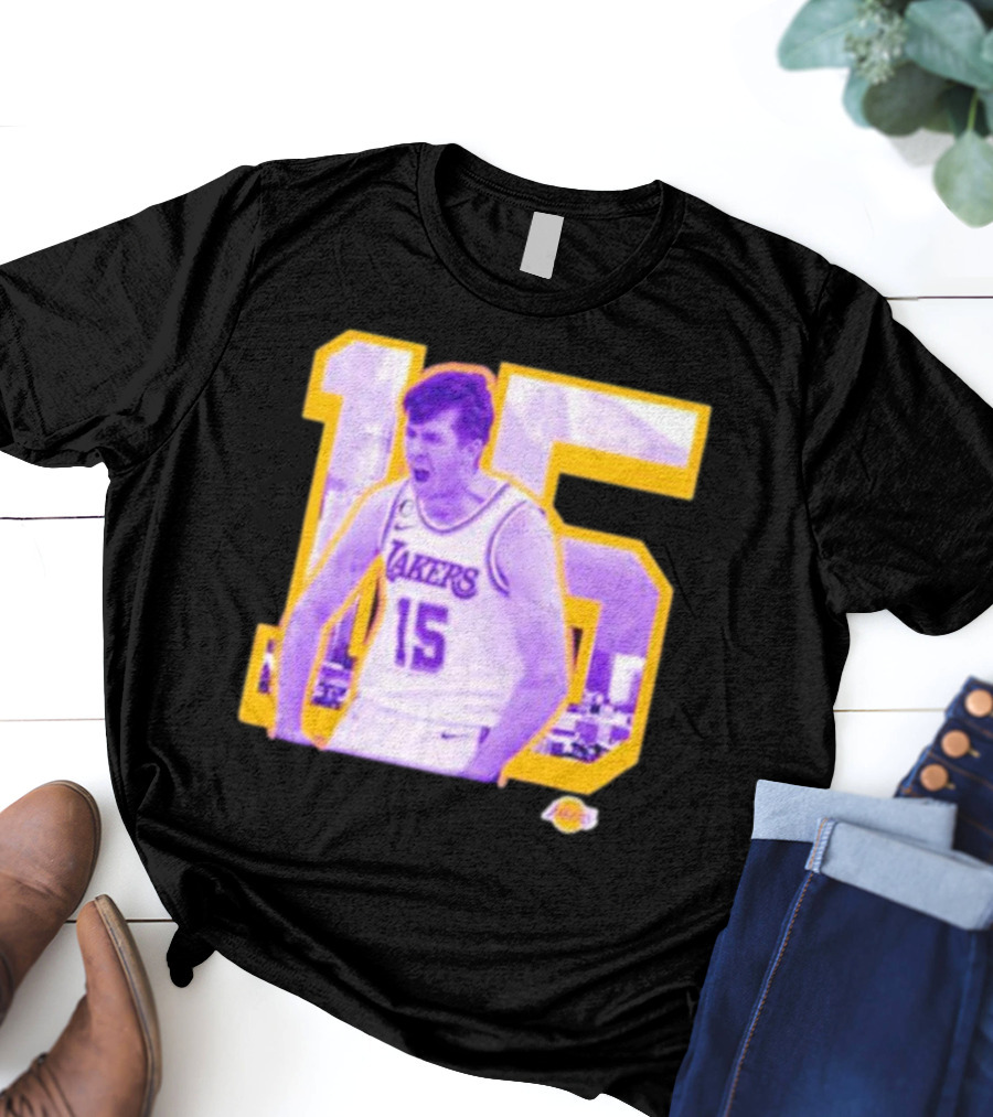 Los Angeles Lakers Austin Reaves 15 Skyline Background T-Shirt