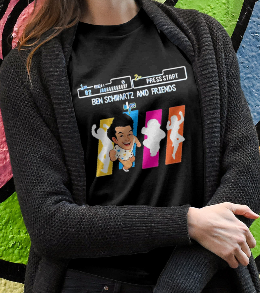 Ben Schwartz And Friends One Up Press Start Retro Gaming T-Shirt