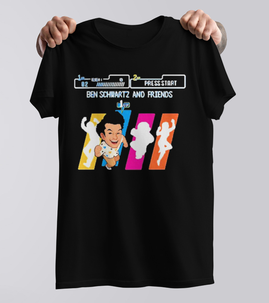 Ben Schwartz And Friends One Up Press Start Retro Gaming T-Shirt