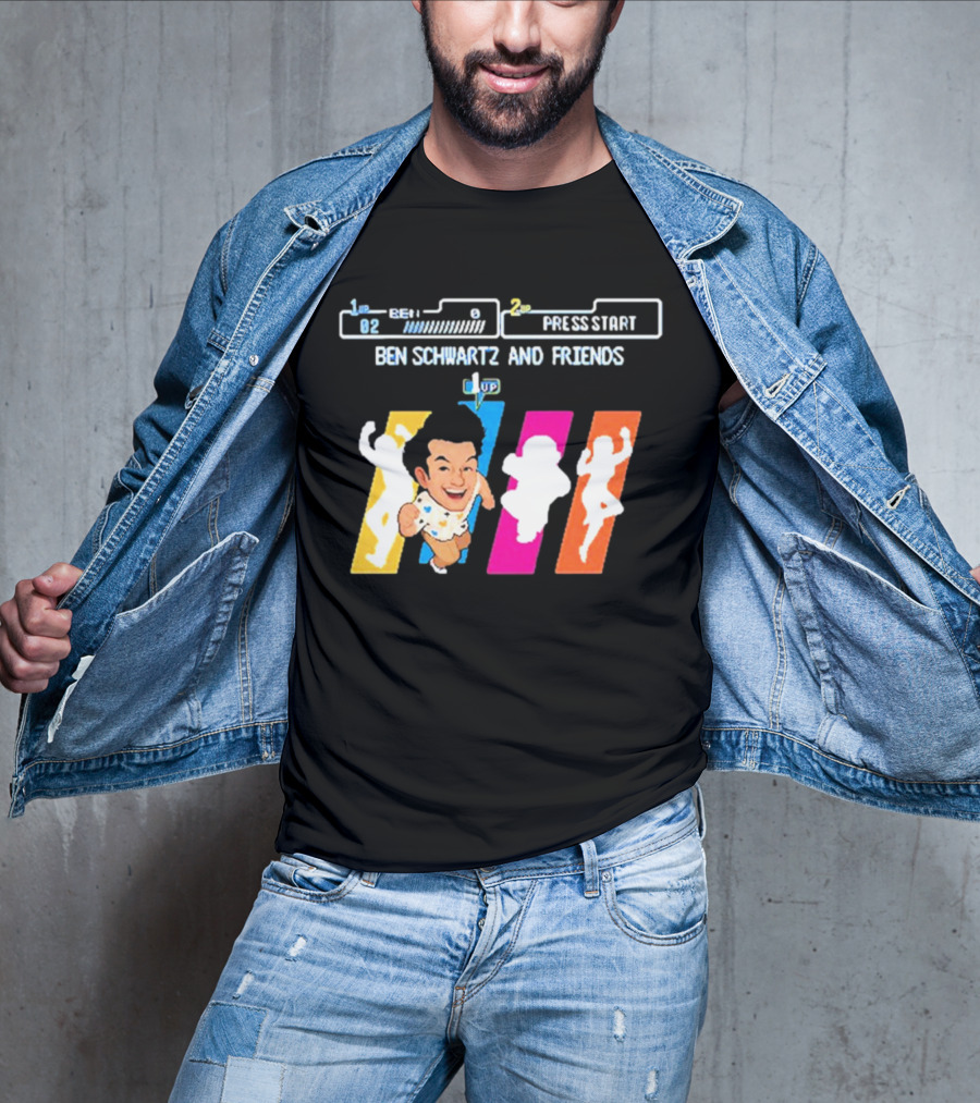 Ben Schwartz And Friends One Up Press Start Retro Gaming T-Shirt