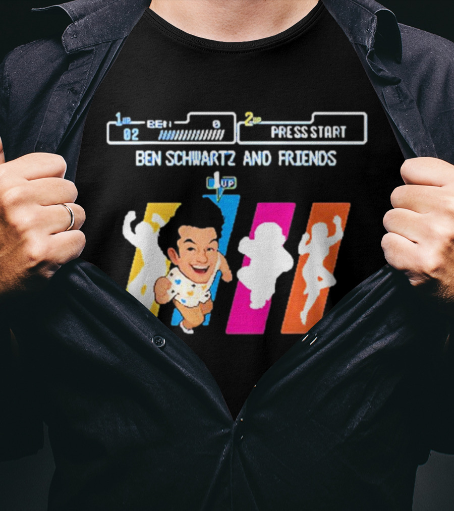 Ben Schwartz And Friends One Up Press Start Retro Gaming T-Shirt