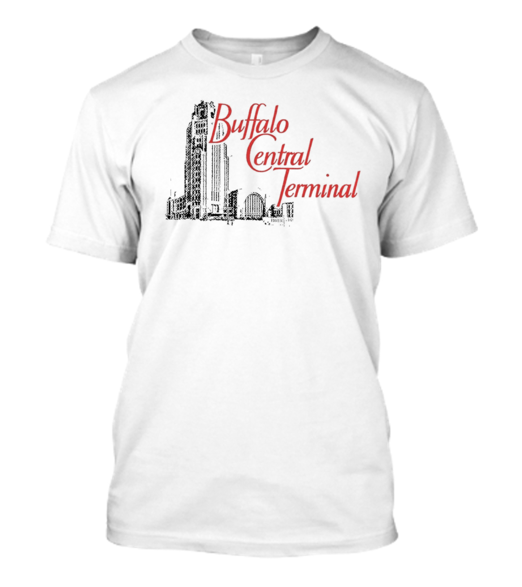 Buffalo Central Terminal Architectural Sketch With Stylized Red T-Shirt