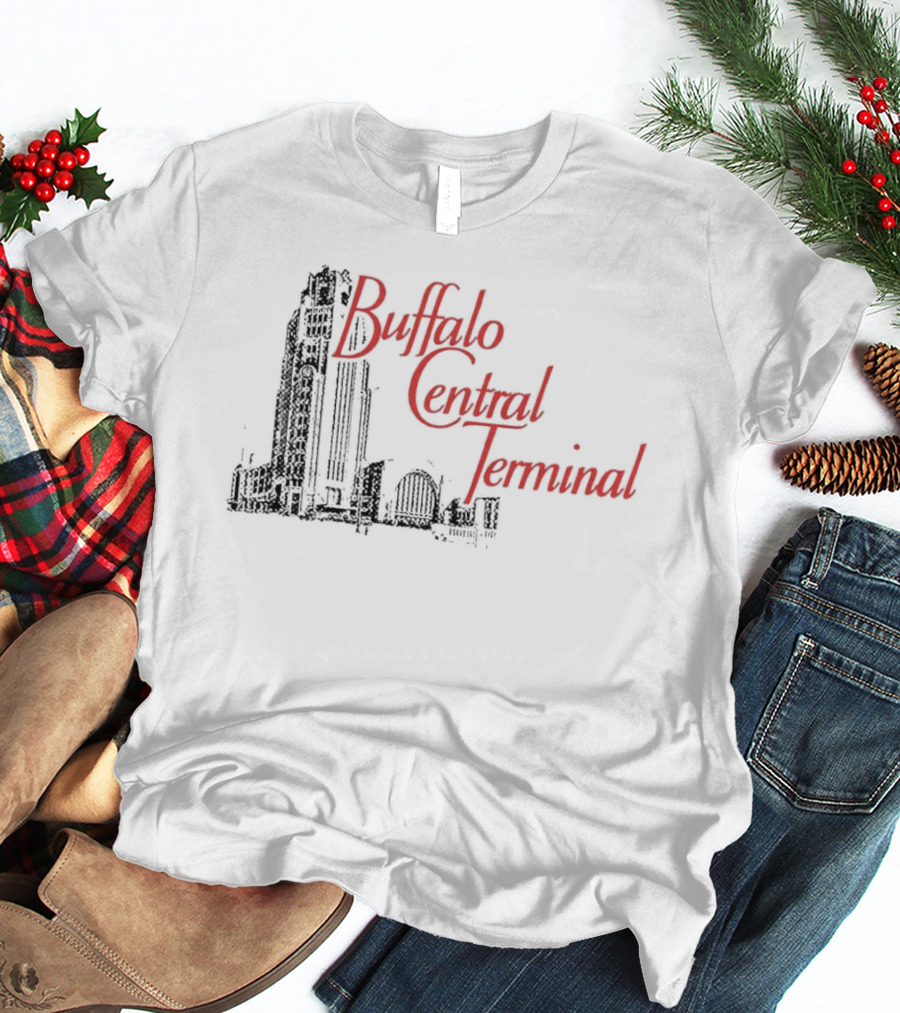 Buffalo Central Terminal Architectural Sketch With Stylized Red T-Shirt