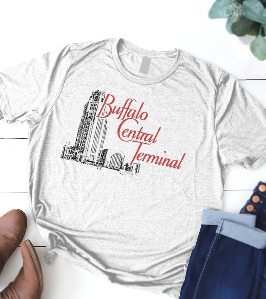 Buffalo Central Terminal Architectural Sketch With Stylized Red T-Shirt