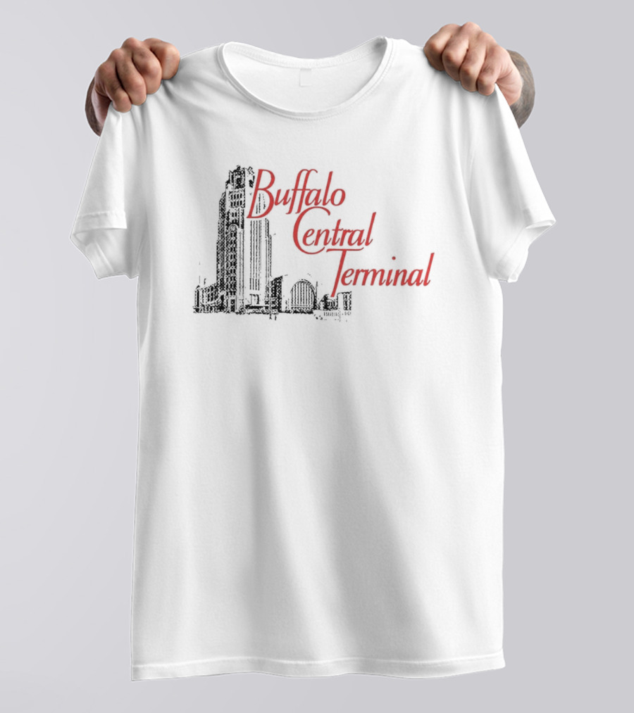 Buffalo Central Terminal Architectural Sketch With Stylized Red T-Shirt