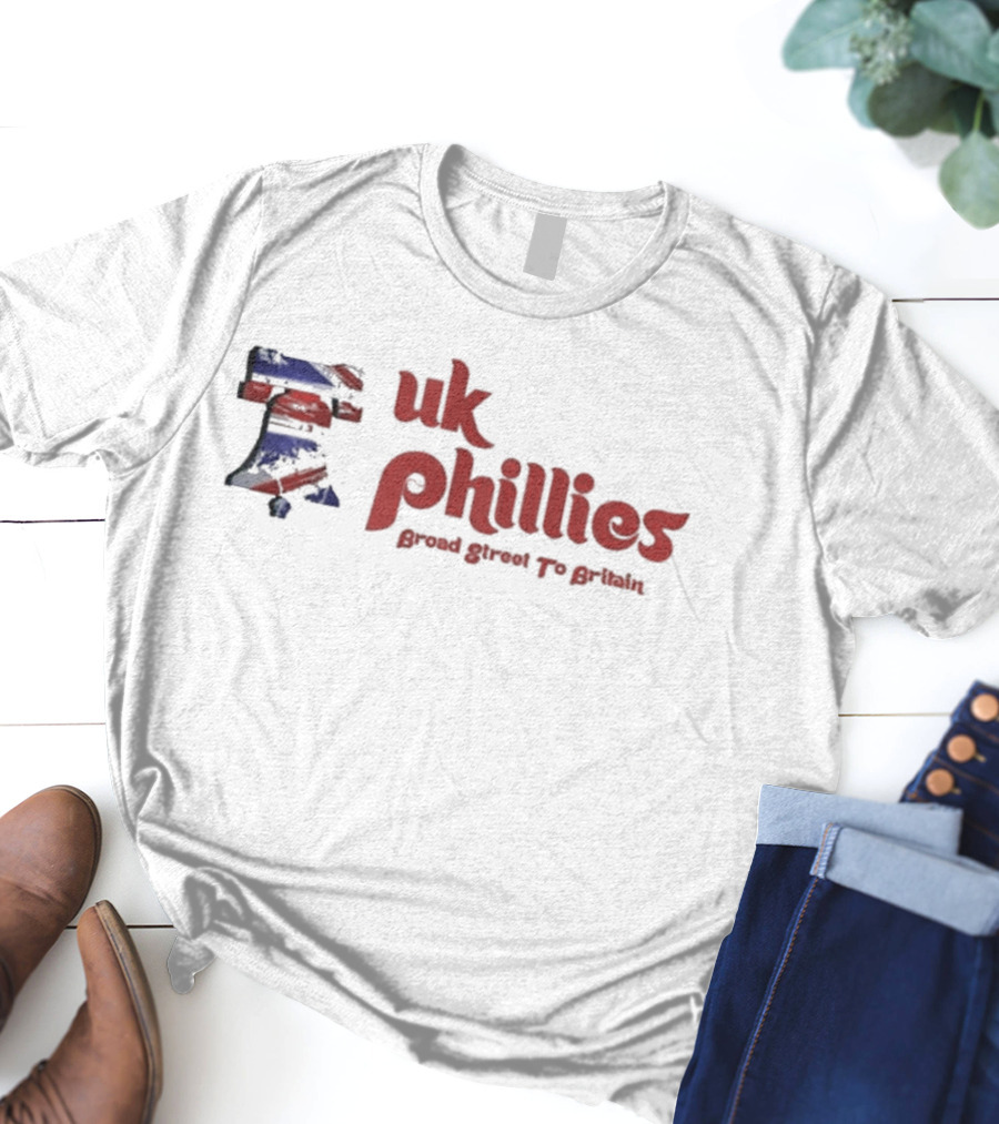 Uk Phillies Broad Street To Britain Union Jack Liberty Bell T-Shirt
