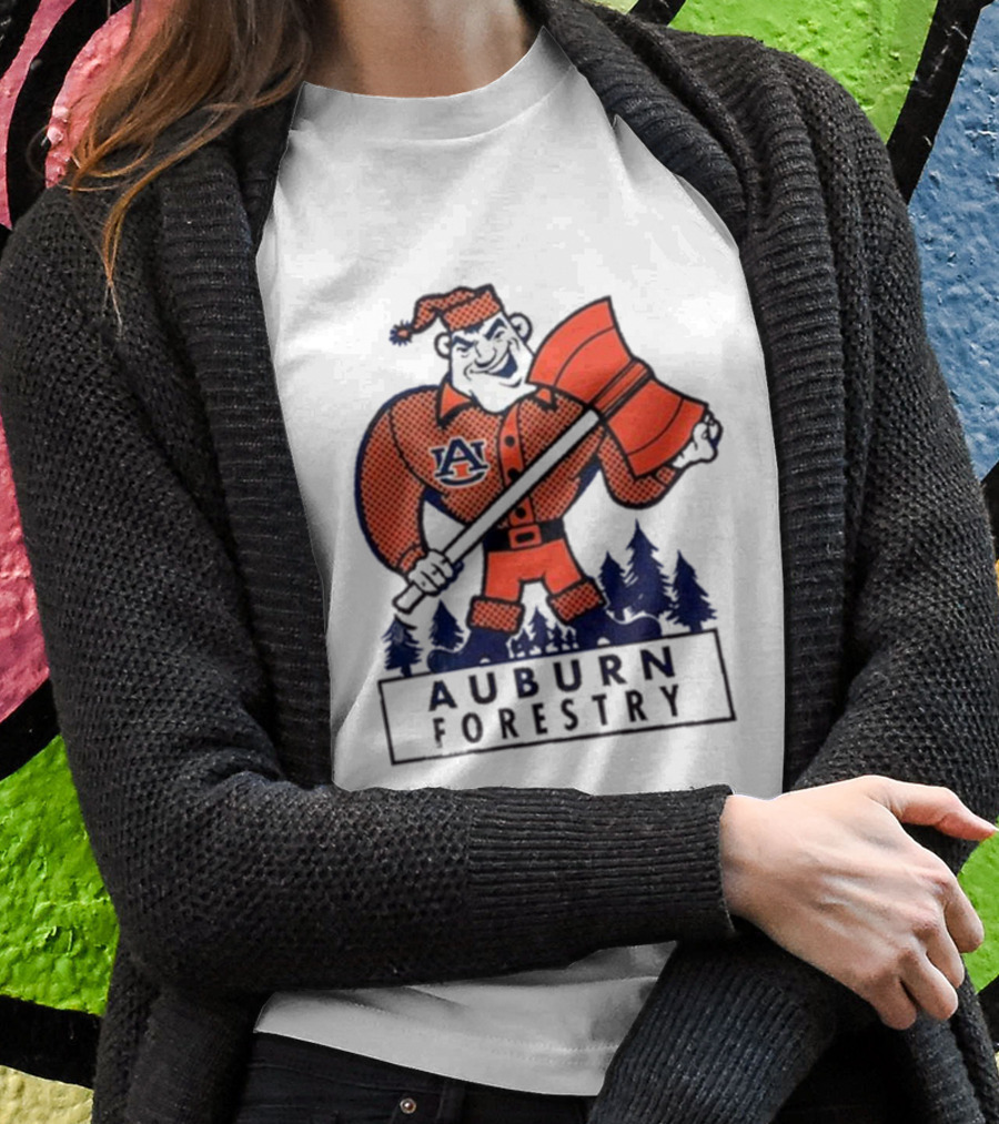 Auburn Forestry Lumberjack With Axe And Pine Trees T-Shirt