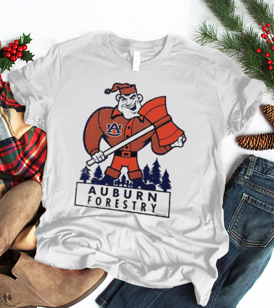 Auburn Forestry Lumberjack With Axe And Pine Trees T-Shirt