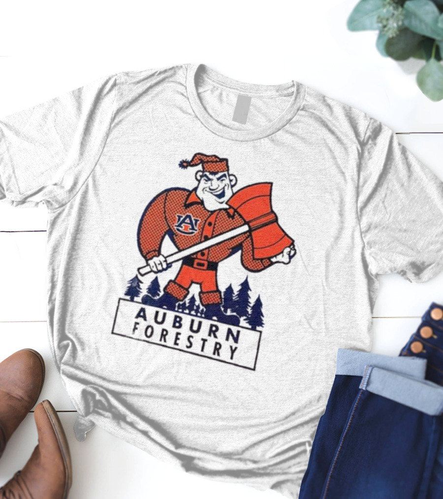 Auburn Forestry Lumberjack With Axe And Pine Trees T-Shirt