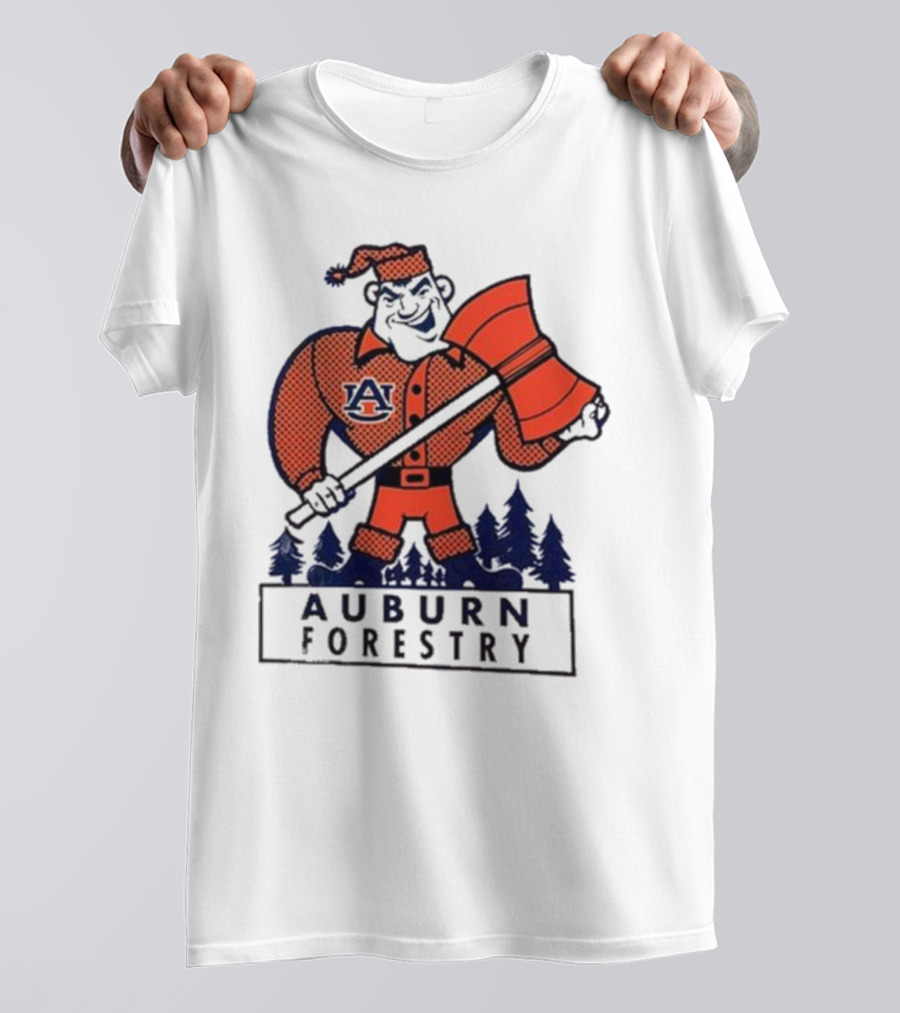 Auburn Forestry Lumberjack With Axe And Pine Trees T-Shirt