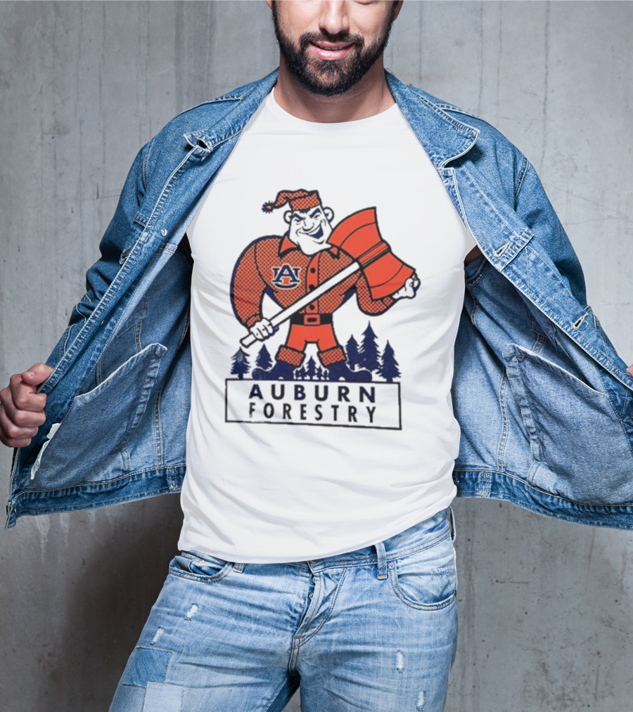 Auburn Forestry Lumberjack With Axe And Pine Trees T-Shirt