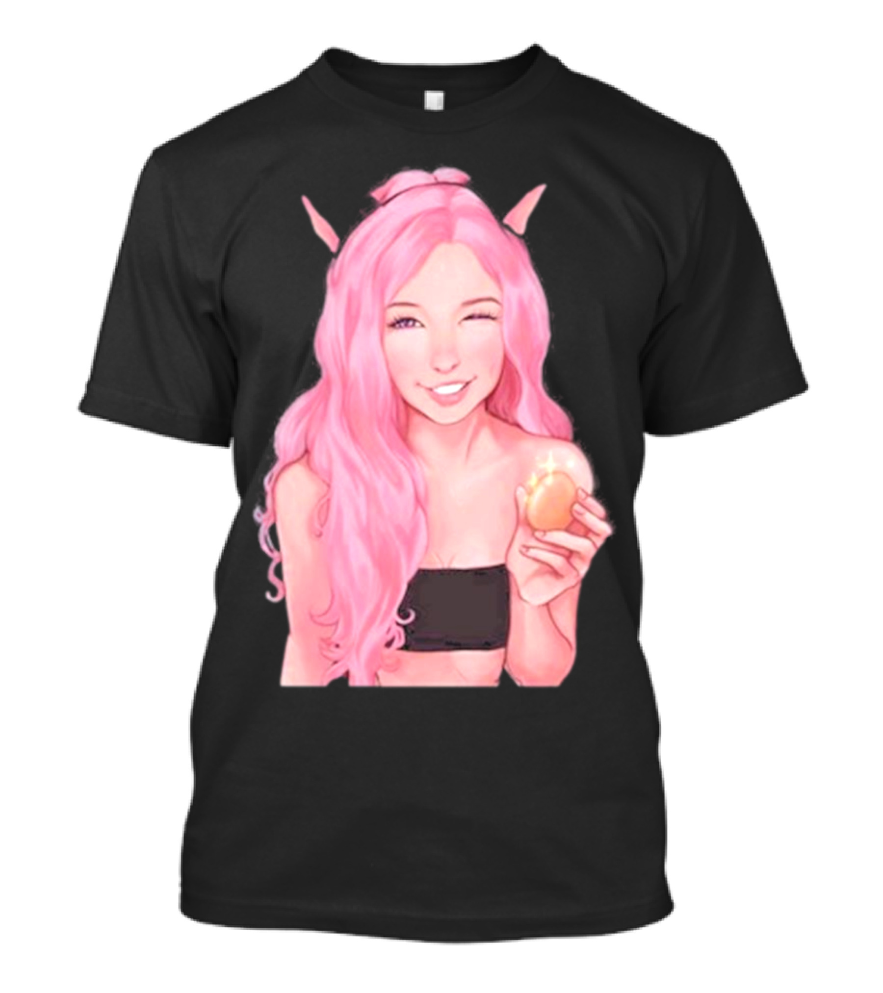 Belle Delphine Pink Hair Winking Holding Golden Egg Fantasy T-Shirt